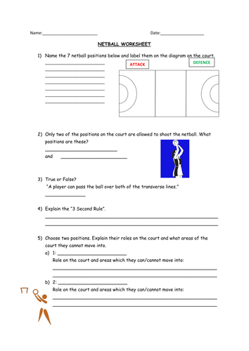 Netball Non Participant Worksheet Teaching Resources