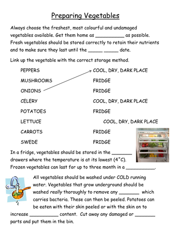 Food and cooking KS3 or KS4 - Preparing Vegetables info and tasks