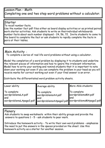 Complete lesson - Real life word problems Year5 Year6