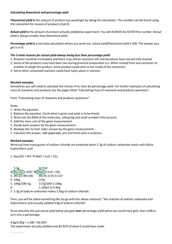 Percentage yield calculations by - UK Teaching Resources - TES