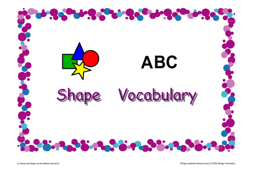 'Shape' Vocabulary Flashcards Symbol Supported