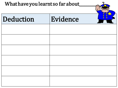 KS2 Guided Reading Comprehension Evidence and Deduction Grid