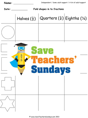 Equal Parts Fractions Worksheets, Lesson Plans and Other Teaching