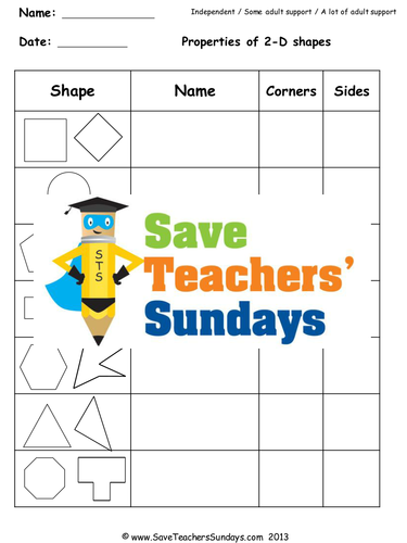 2-D Shapes KS1 Worksheets, Lesson Plans, PowerPoint and Plenary