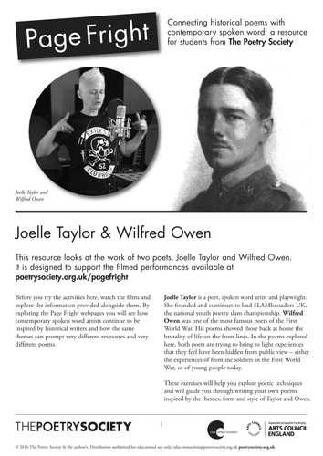 Page Fright: Joelle Taylor and Wilfred Owen