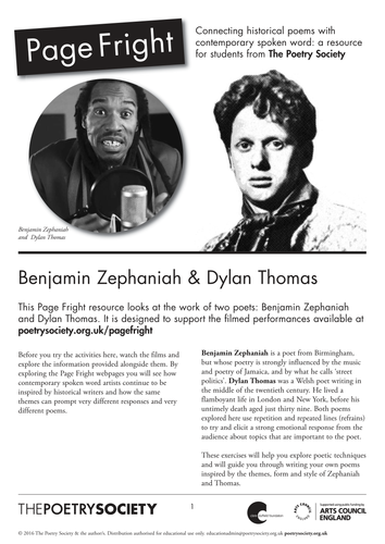 Page Fright: Benjamin Zephaniah and Dylan Thomas