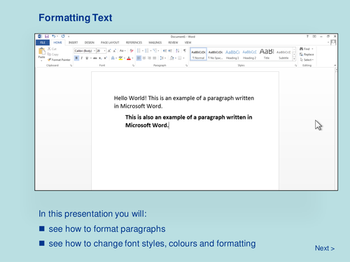 Word Processing - Formatting Text
