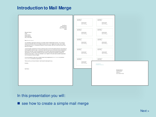 what is the primary purpose of mail merge in word processing