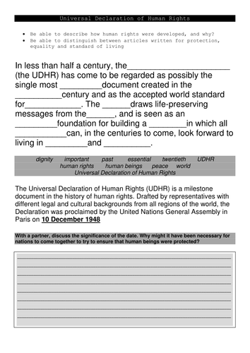 Universal Declaration of Human Rights  INTRODUCTION ACTIVITIES