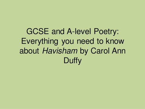 Everything you need to know about Havisham by Carol Ann Duffy