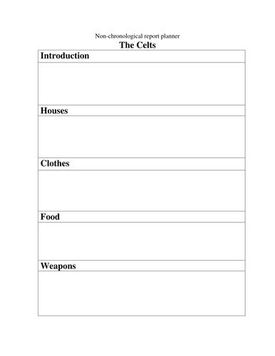 Non-chronological report planner & writing frame Y3- differentiated & Celts roundhouse Venn Diagram