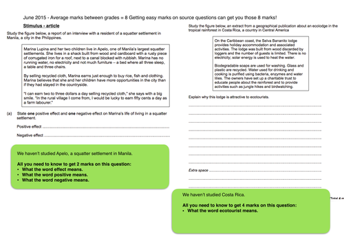Using exam sources - AQA A 