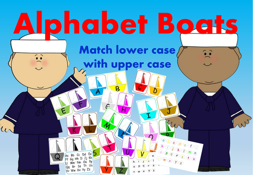 Alphabet Boats Match Lower Case with Upper case