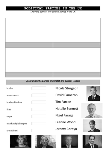 Political Parties in the UK  ACTIVITY sheet