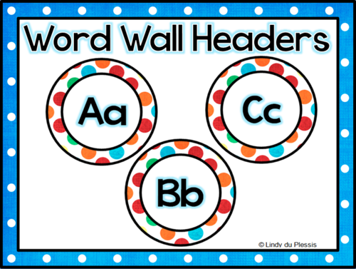 Word Wall Headers (Polka Dots)