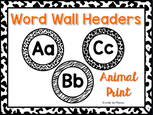 Word Wall Headers (animal print)