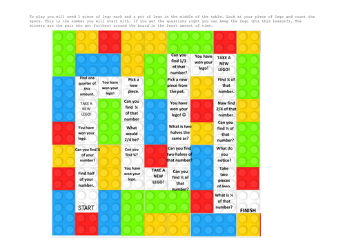 LEGO building brick Fractions board game