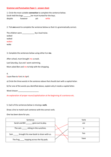 SPAG Resource: 10 Grammar & Punctuation Tests L3 - L5 (with answers)