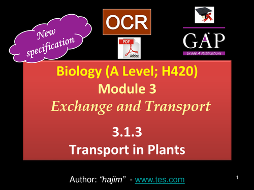 OCR (A Level; H420) - 3.1.3 Transport in Plants - 1st Assessment 2017 - pdf