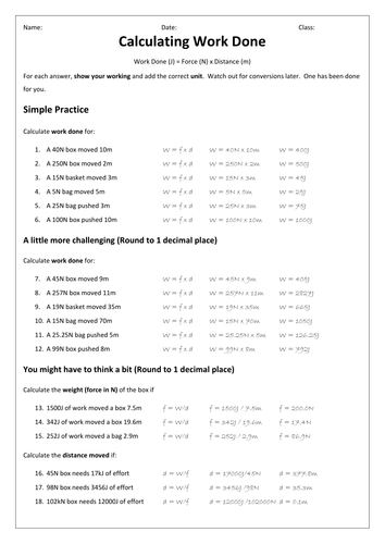 Work Done GCSE Physics by martinblake1 - Teaching Resources - Tes