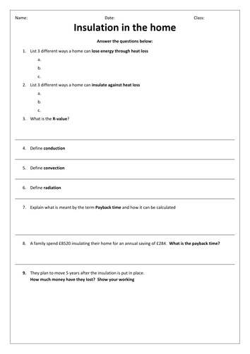 Home Insulation GCSE Physics