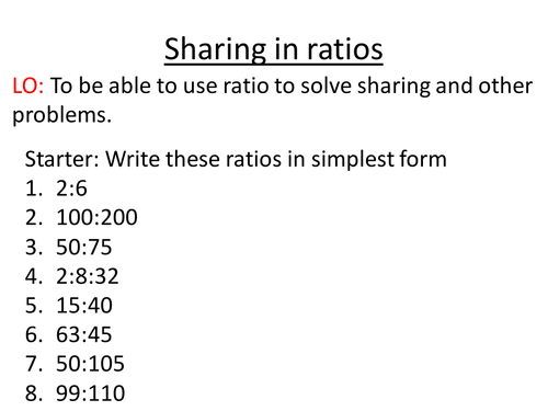 Sharing in ratios