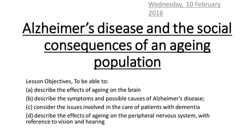 OCR Human Biology Third Age Alzheimer's