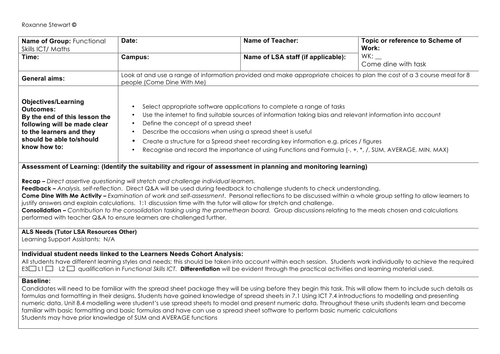 FS ICT , Computing - Come dine with me themed lesson plan and task sheets.  