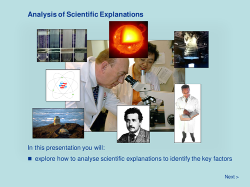 Scientific Methodology - Analysis of Scientific Explanations