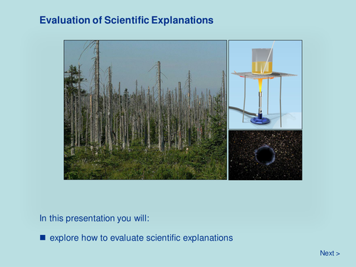 Scientific Methodology - Evaluation of Scientific Explanations