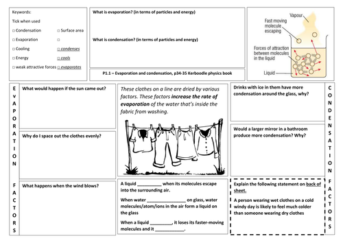 P1 AQA - Evaporation and Condensation