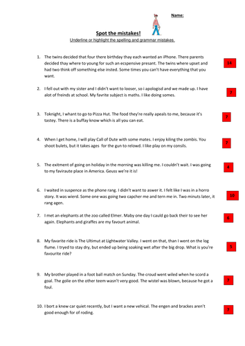 Number Names Worksheets spelling and grammar worksheets : Where's Wally - Spot the Spelling, Grammar and Punctuation ...