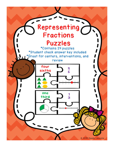 Fraction Game Puzzles with Fractions on a Number Line 3.NF.1 and 3.NF.2