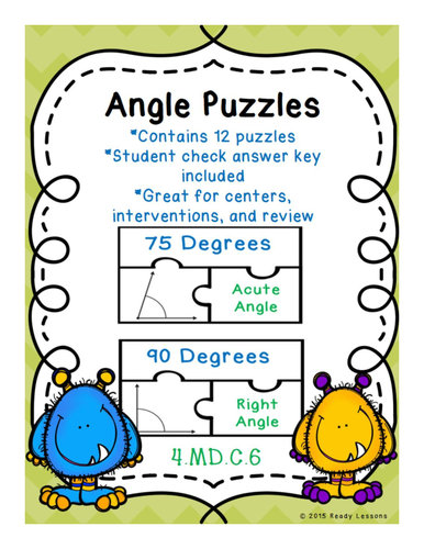 Measuring Angles with a Protractor Puzzles 4.MD.6