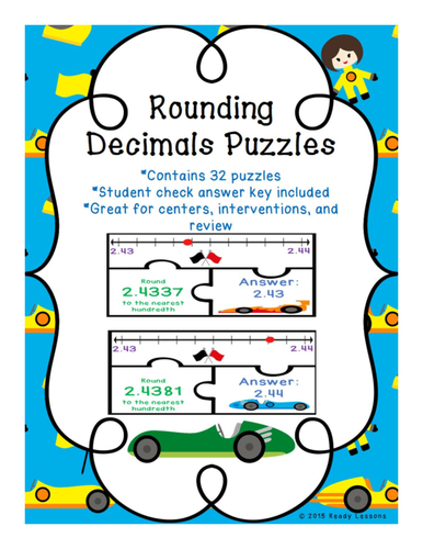 Rounding Decimals Game Puzzles - Whole, Tenth, Hundredth, Thousandth - 5.NBT.4