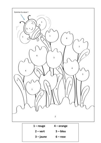 Colour by number French tulips by rhysgriff92 Teaching Resources Tes