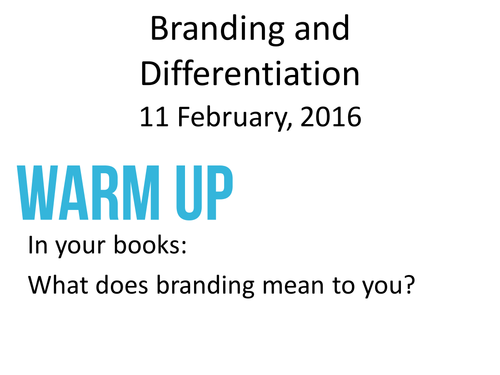 3.04 Branding & Differentiation - Edexcel GCSE Business Studies