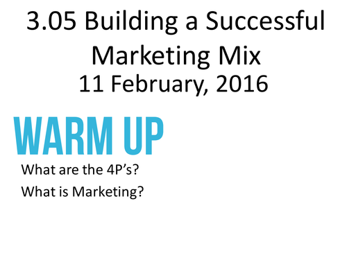 3.05 Building a Successful Marketing Mix - Edexcel GCSE Business Studies 