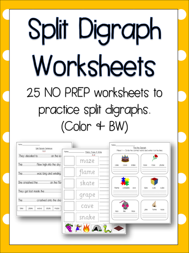 magic worksheets printable e Literacy, English,  Split  Phonics! Worksheets 25 Digraph