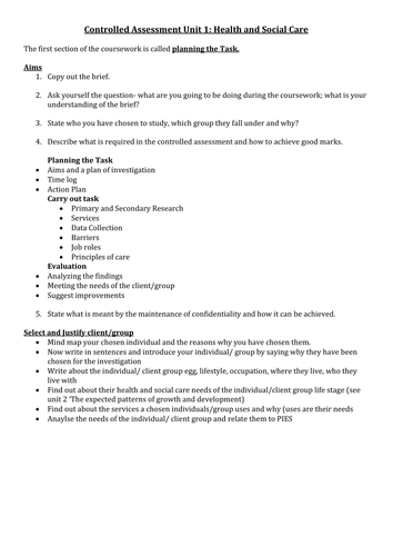 health and social care gcse coursework help