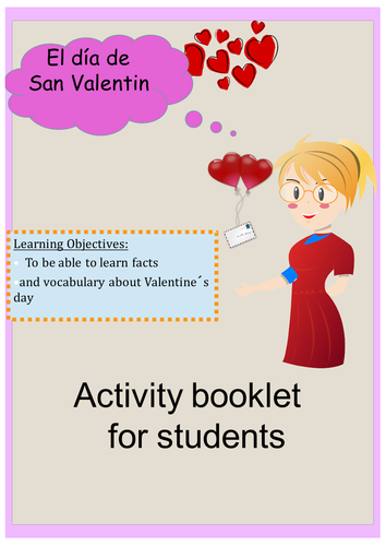 Spanish Valentine's day lesson + exercise / Dia de San Valentin (no prep)