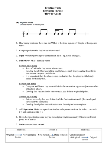 OCR GCSE Music Creative Task - Student 'How to' Guides - Stimuli 1