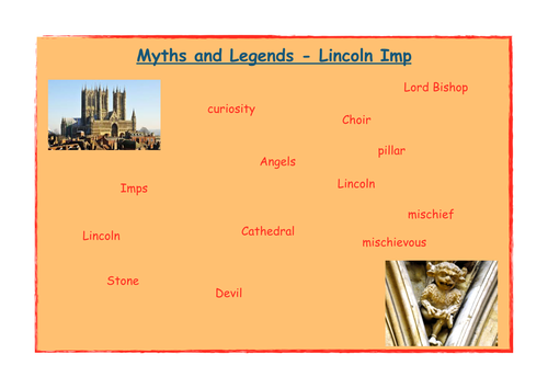Word mat for the Lincoln Imp (Myths and Legends