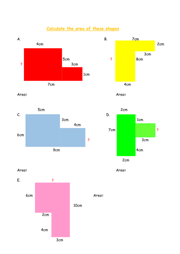 Yr 5 calculating area of compound shapes | Teaching Resources