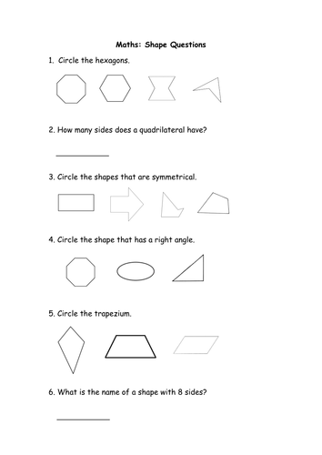 Maths: Shape Questions KS1 | Teaching Resources