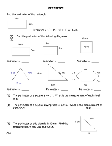 Perimeter of plane shapes