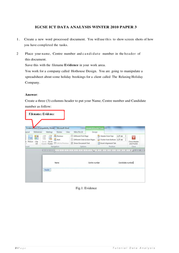 IGCSE ICT Data Analysis Winter 2010 Paper 3