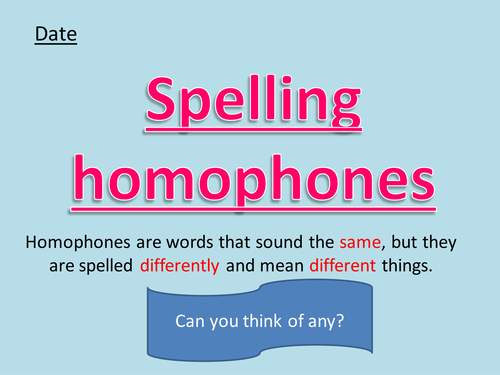 Homophones Lesson