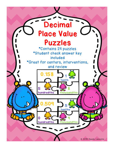 Decimal Place Value Decimal Game Puzzles 5.NBT.3
