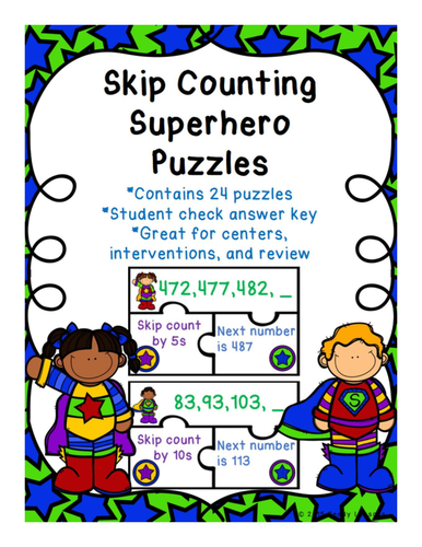 Skip Counting Game Puzzles for Skip Counting by 5, 10, and 100 - 2.NBT.2